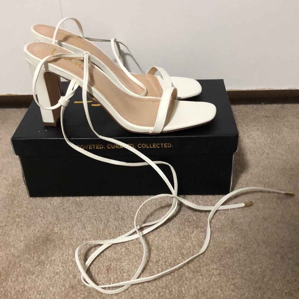 White lace up heals